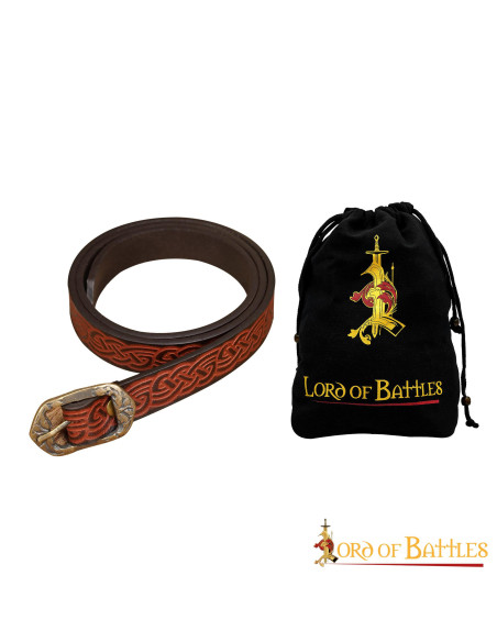 Medieval leather belt with embossed...