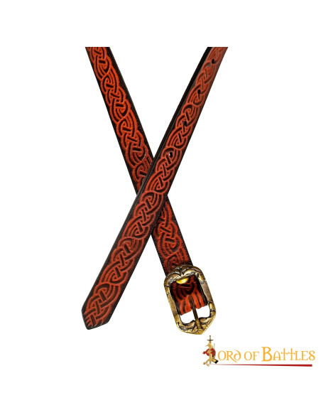 Medieval leather belt with embossed...