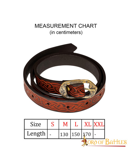 Medieval leather belt with embossed...