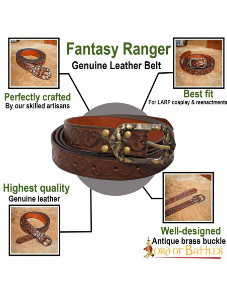 Medieval leather belt with embossed...