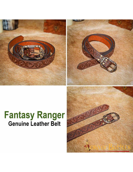 Medieval leather belt with embossed...