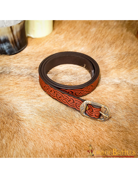 Medieval leather belt with embossed...