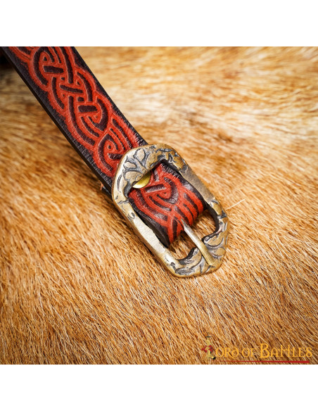 Medieval leather belt with embossed...