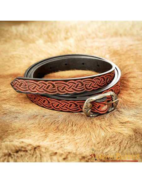 Medieval leather belt with embossed...