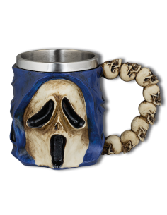 Fantasy resin mug skull model, blue - white