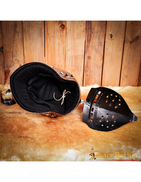 Black padded lining for medieval basinet