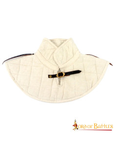 Medieval padded high collar gorget in cotton, natural color