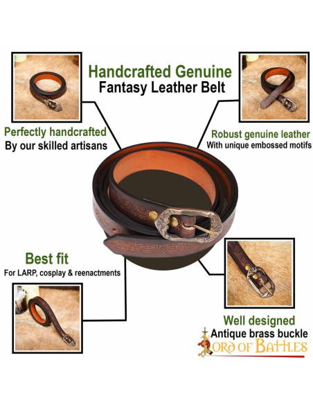 Handmade medieval belt with fantasy...