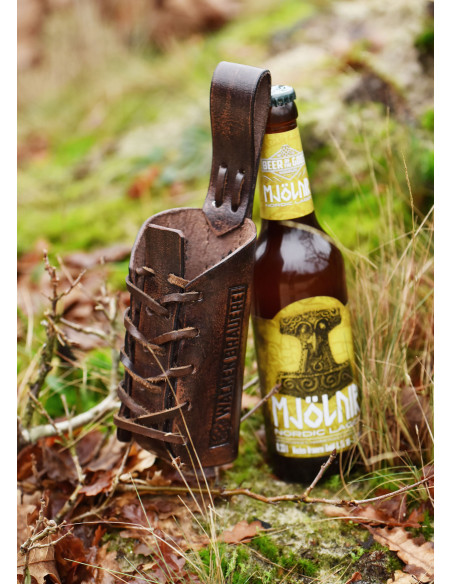 0.33 l beer bottle holder. in brown