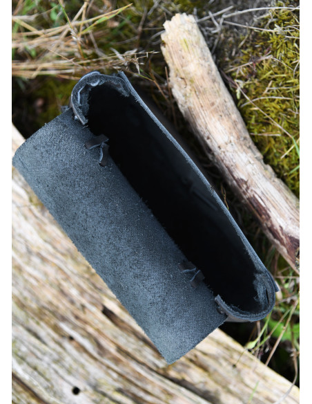 Medieval belt bag, black leather...