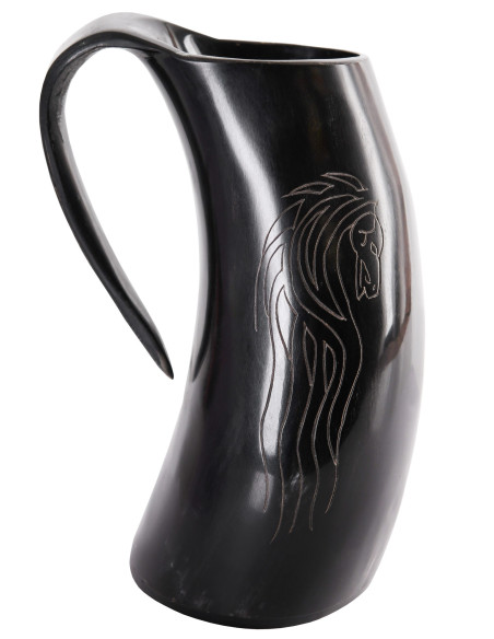 Viking beer mug horses in horn...