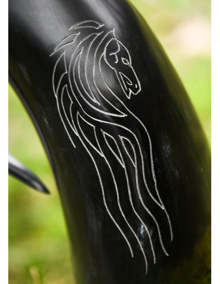 Viking beer mug horses in horn...