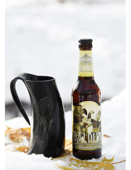 Viking beer mug horses in horn...