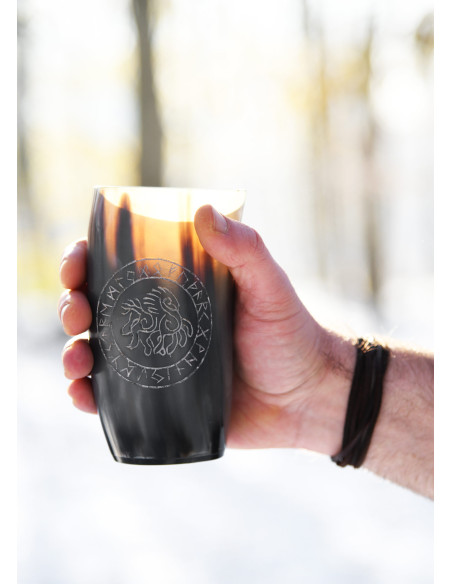 Viking horse Sleipnir in buffalo horn...