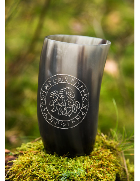 Viking horse Sleipnir in buffalo horn...