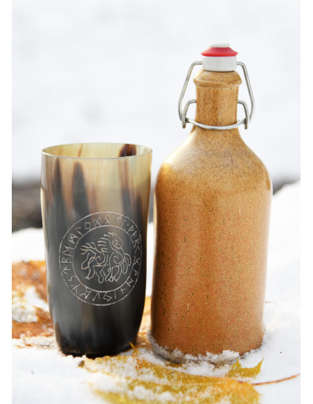 Viking horse Sleipnir in buffalo horn...