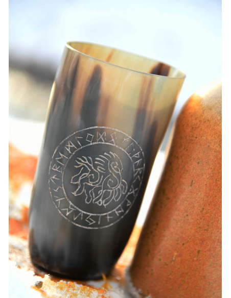 Viking horse Sleipnir in buffalo horn...