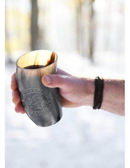 Viking horse Sleipnir in buffalo horn...