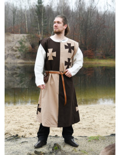 Medieval tabard with Templar crosses in brown