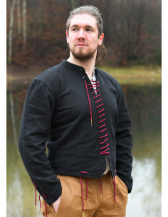Black Bernhard medieval doublet with braided cords