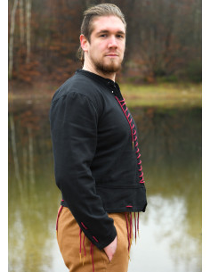 Black Bernhard medieval doublet with braided cords 2