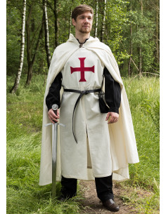 Knights Templar tabard with pâté cross, natural-red 2