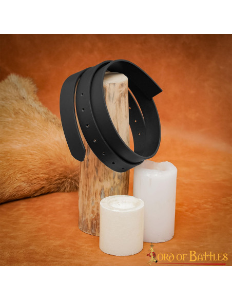 Medieval black leather belt without...