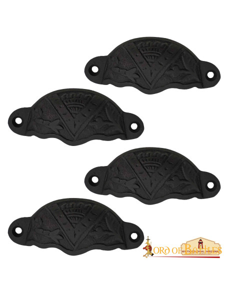Set of 4 medieval drawer handles...