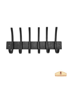 Rustic wrought iron wall coat rack, 6 hooks (32.5x14.2 cm.)