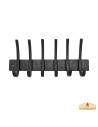 Rustic wrought iron wall coat rack, 6 hooks (32.5x14.2 cm.)