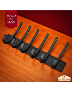Rustic wrought iron wall coat rack, 6 hooks (32.5x14.2 cm.) 2