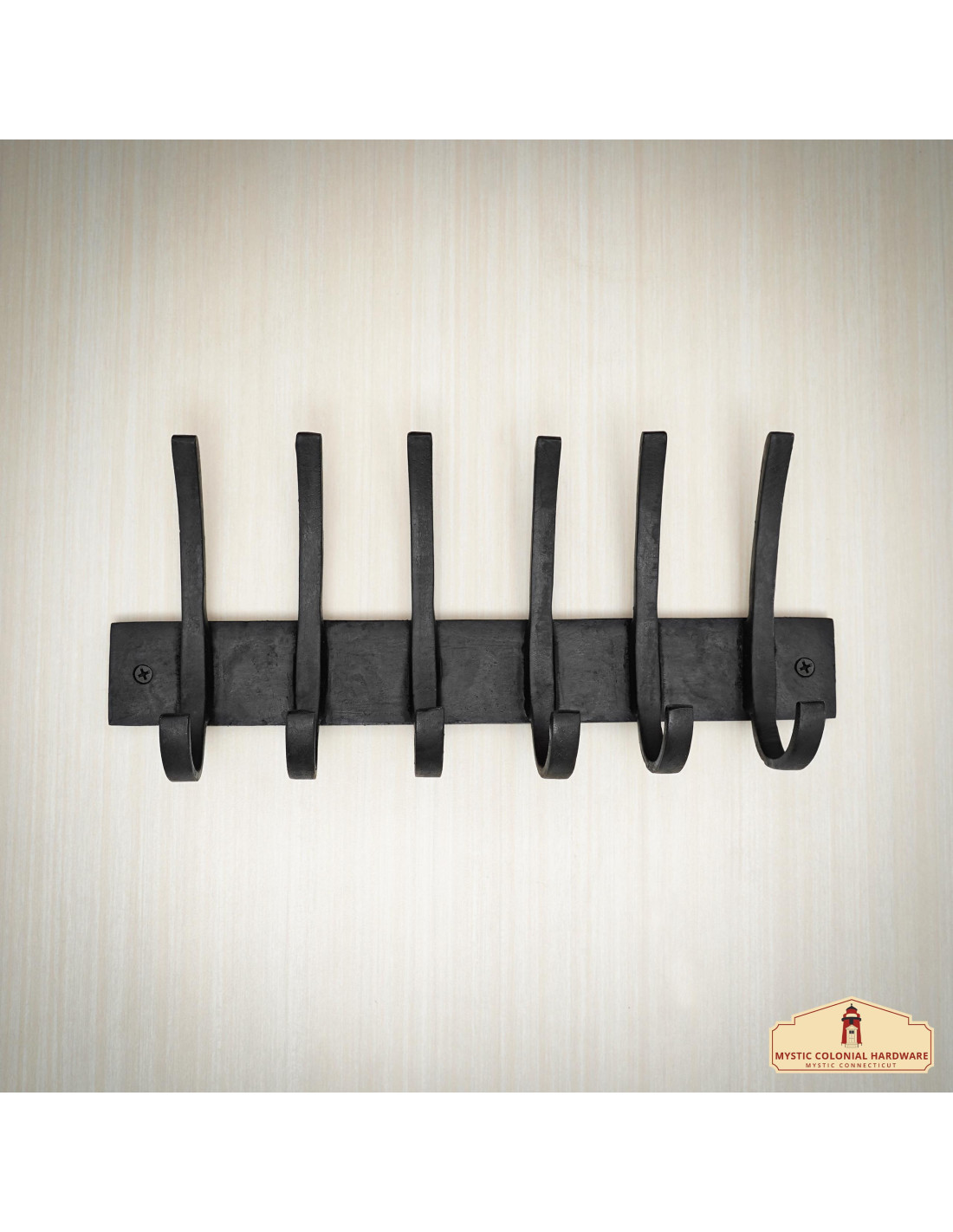 Rustic wrought iron wall coat rack, 6 hooks (32.5x14.2 cm.) ⚔️ Medieval Shop