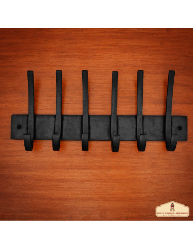 Rustic wrought iron wall coat rack, 6 hooks (32.5x14.2 cm.) ⚔️ Medieval Shop