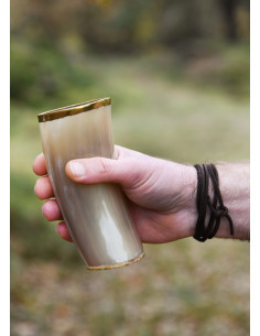 Medieval horn glass with brass rim (200-300 ml.) 2
