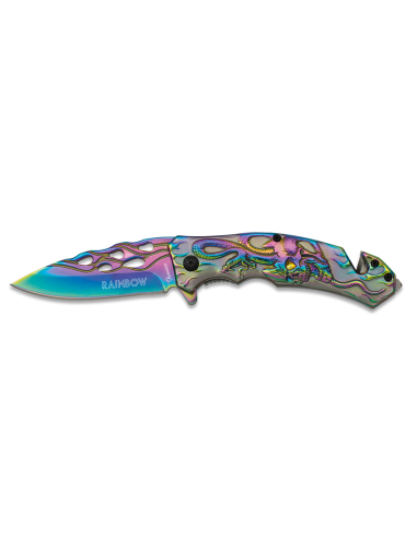 Rainbow skull-snake safety knife