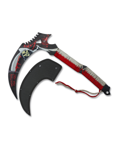 Sickle of death, red-white stringed handle (45 cm.)