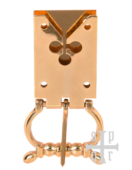 Brass clover buckle for medieval belt