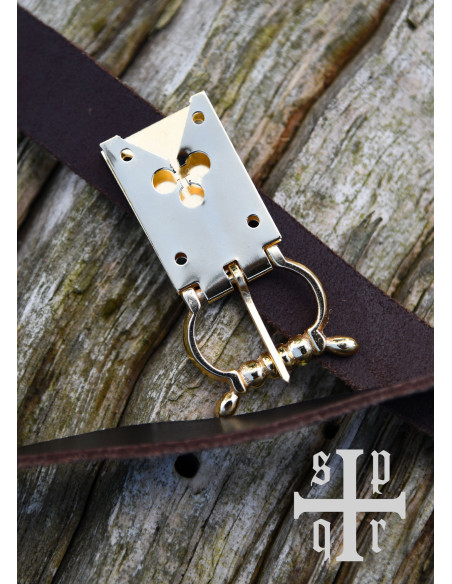 Brass clover buckle for medieval belt