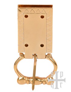 Medieval brass engraved belt buckle