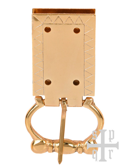 Medieval brass engraved belt buckle