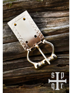 Medieval brass engraved belt buckle 2