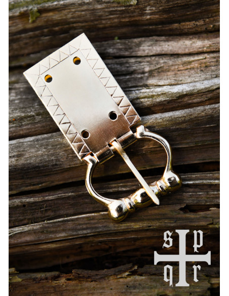 Medieval brass engraved belt buckle