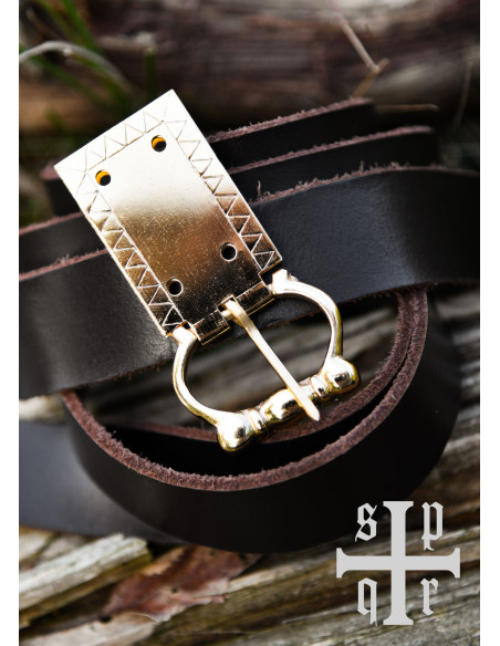 Medieval brass engraved belt buckle