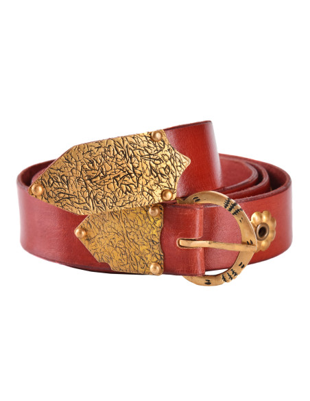 Medieval red belt with floral motifs... Medieval red belt with floral motifs...