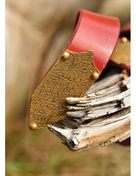 Medieval red belt with floral motifs... Medieval red belt with floral motifs...