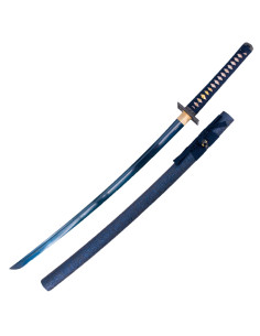 Katana basic practices blue damascus steel