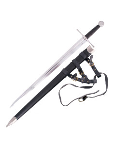 Medieval hand and a half sword with scabbard and belt...