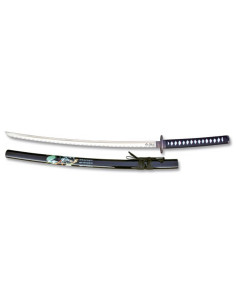 Samurai Decorative Katana with Black Sheath and Stand -...