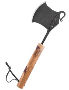 Forged kitchen axe, chopper with wooden handle