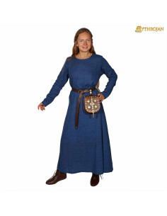 Women's linen Viking dress Helga model, blue color